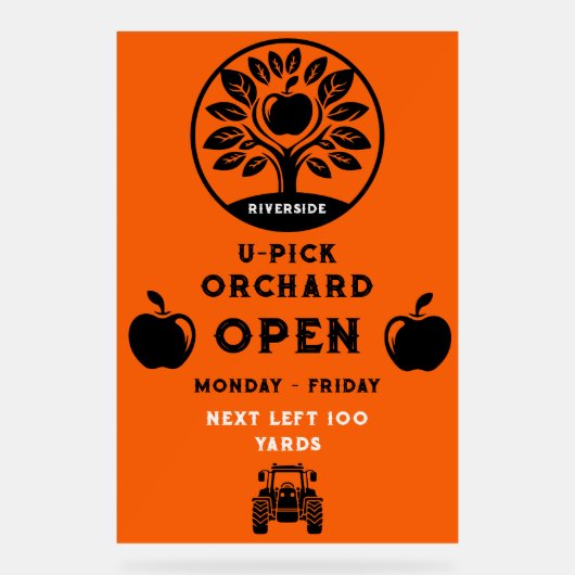 Apple Farm U- Pick-Werbeaktion Acrylschild (Vorderseite)