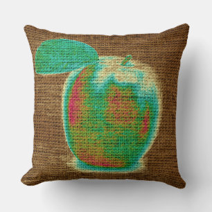 Apple Fine Art auf Burlap Linen Jute #4 Kissen
