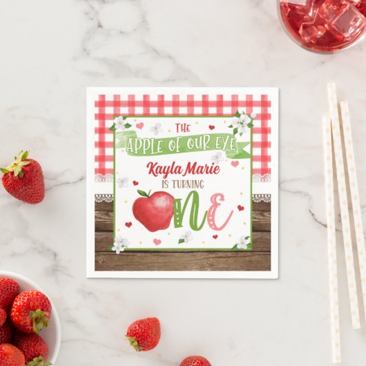 Apple First Birthday Napkin - Apfel unseres Auges Serviette (Beispiel)