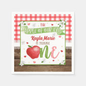 Apple First Birthday Napkin - Apfel unseres Auges Serviette (Vorderseite)