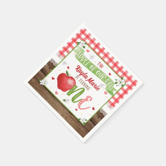 Apple First Birthday Napkin - Apfel unseres Auges Serviette (Ecke)