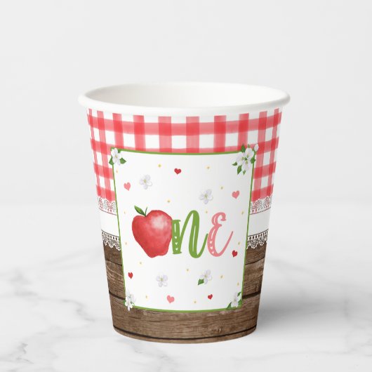 Apple First Birthday Party Cup Pappbecher (Vorderseite)