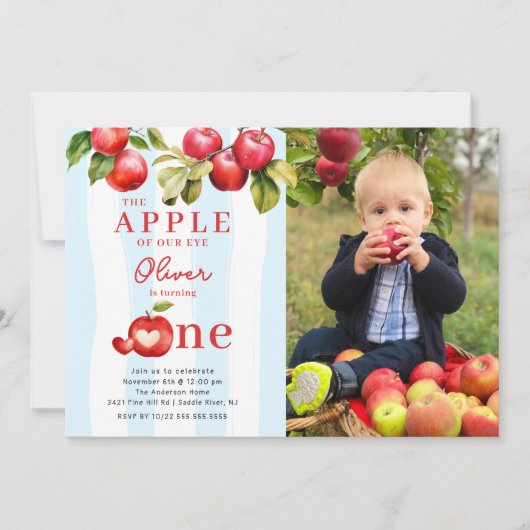 Apple First Birthday Party Einladung (Vorderseite)