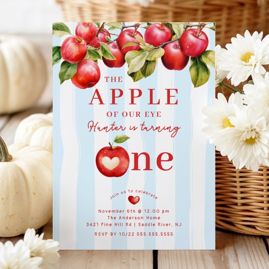 Apple First Birthday Party Einladung