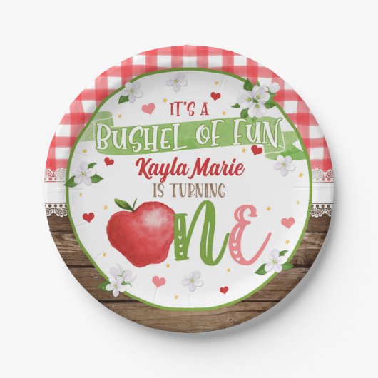 Apple First Birthday Plate - Bushel of Fun Pappteller (Vorderseite)