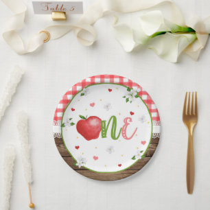 Apple First Birthday Plate Pappteller