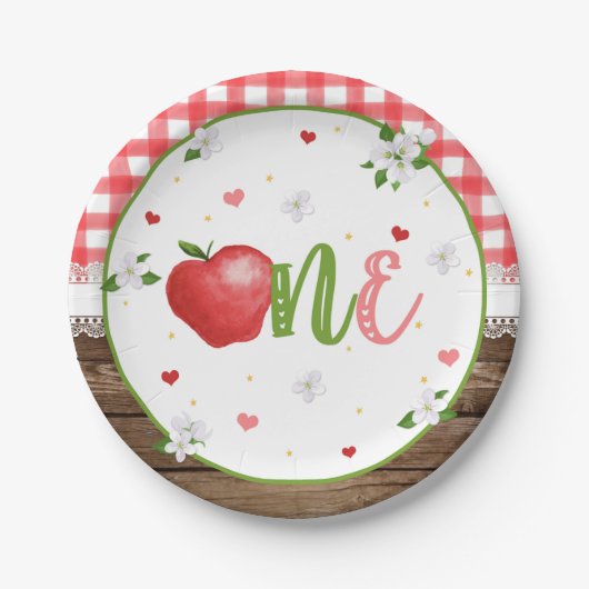 Apple First Birthday Plate Pappteller (Vorderseite)