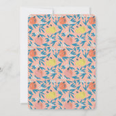 Apple Floral Coral Pink Navy Einladung Hochzeit (Rückseite)