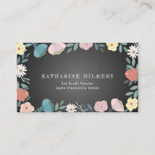 Apple Floral Garden Black Chalkboard Lehrer Visitenkarte (Vorderseite)