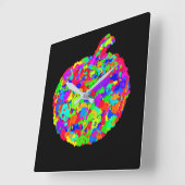 Apple Floral Quadratische Wanduhr (Winkel)