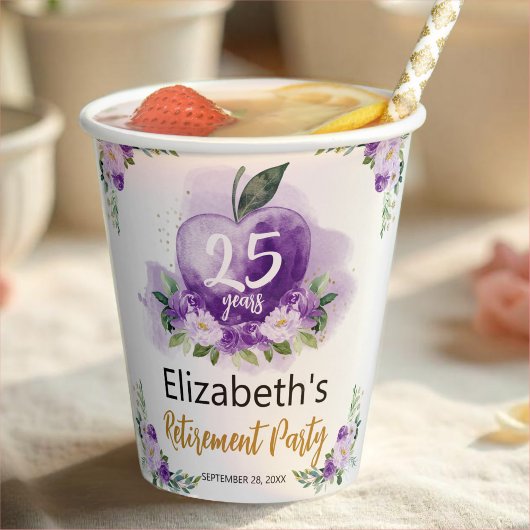 Apple Floral Teacher Retirement Party Pappbecher