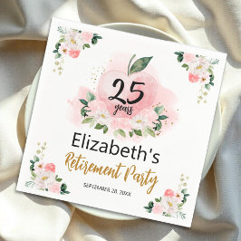 Apple Floral Teacher Retirement Party Serviette