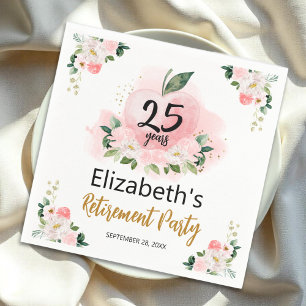 Apple Floral Teacher Retirement Party Serviette