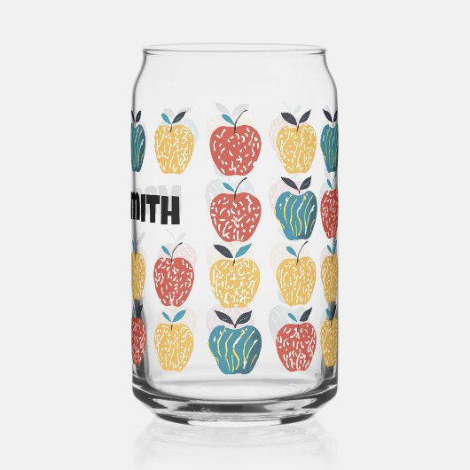 Apple for Teacher Individuelle Name Apple Muster Dosenglas (Rückseite)