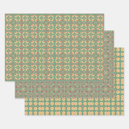 Apple Fruit Abstraktes Vintages geometrisches Must Geschenkpapier Set