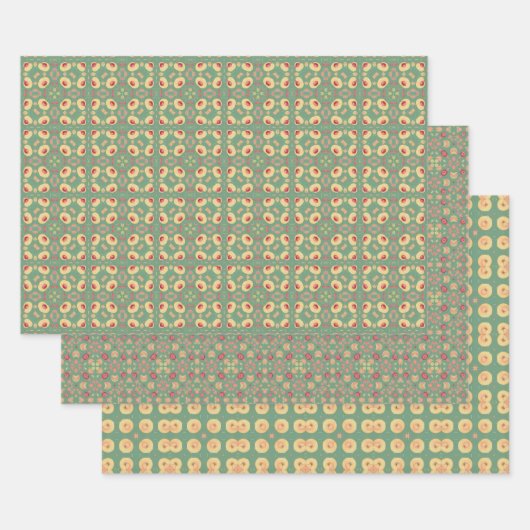 Apple Fruit Abstraktes Vintages geometrisches Must Geschenkpapier Set (Set)