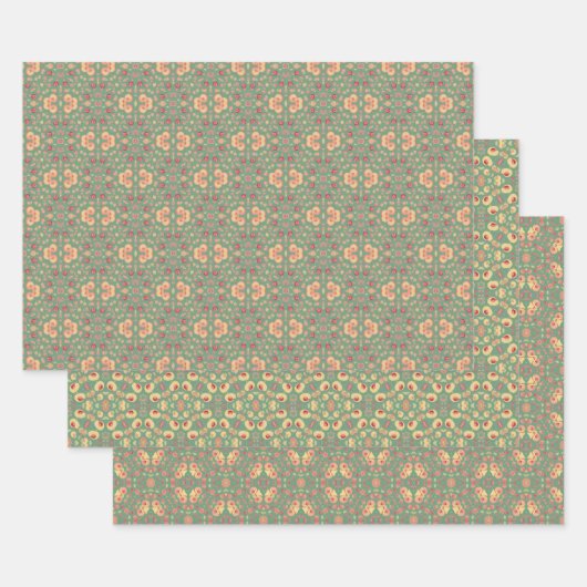 Apple Fruit Abstraktes Vintages geometrisches Must Geschenkpapier Set (Set)