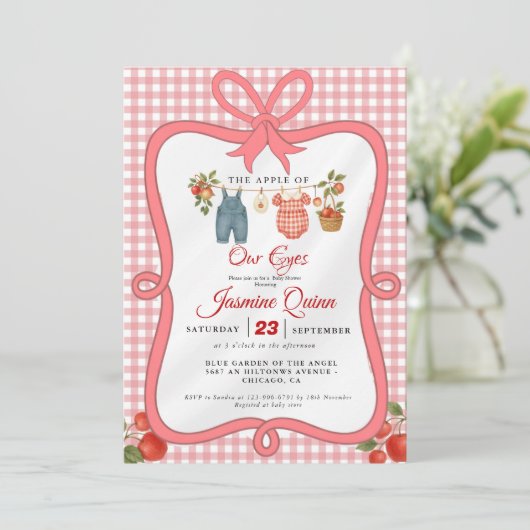 Apple Fruit Fall Babydusche Sprinkle Einladung (Stehend Vorderseite)