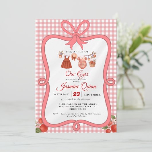 Apple Fruit Fall Babydusche Sprinkle Einladung (Stehend Vorderseite)