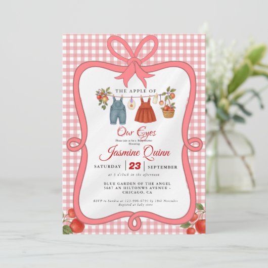 Apple Fruit Fall Babydusche Sprinkle Einladung (Stehend Vorderseite)