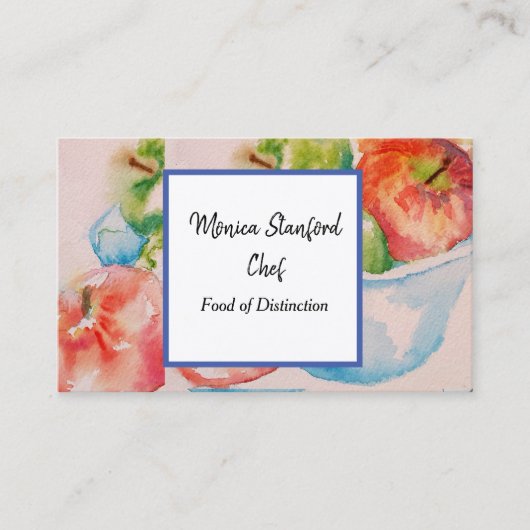 Apple Fruit Food Koch Watercolor Business Card Visitenkarte (Vorderseite)