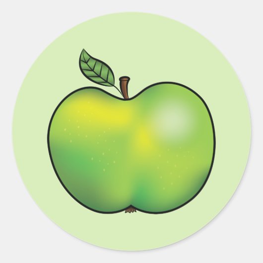 Apple Fruit Illustration zum grünen Cartoon Runder Aufkleber (Vorderseite)