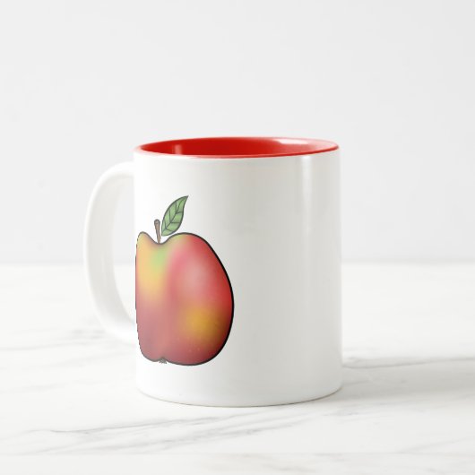 Apple Fruit Illustration zum Roten Cartoon Zweifarbige Tasse (Vorderseite Links)