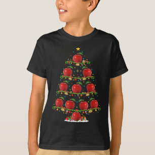 Apple Fruit Lover Lights Xmas Santa Apple Christma T-Shirt