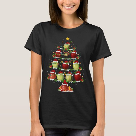 Apple Fruit Lover Xmas Lighting Apple Christmas Tr T-Shirt (Vorderseite)