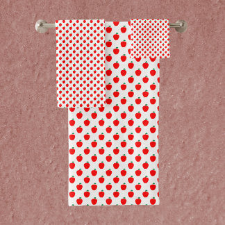 Apple Fruit Red Pattern Badhandtuch Set