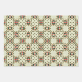 Apple Fruit Vintag Lebendes Abstraktes Muster Set Geschenkpapier Set