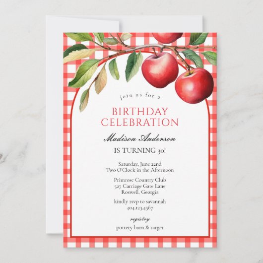 Apple Fruits Birthday Invitation Einladung (Vorderseite)
