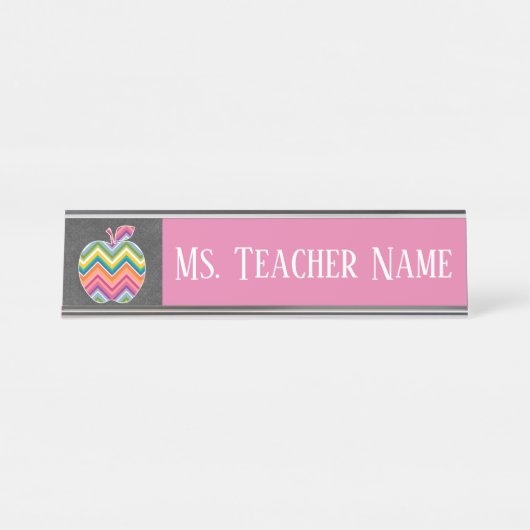 Apple für benutzerdefinierte Lehrer mit trendy Zic Schreibtischnamensplakette (Vorderseite )