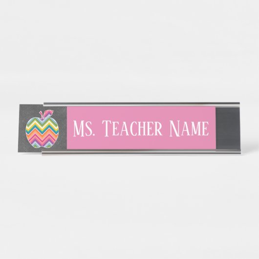 Apple für benutzerdefinierte Lehrer mit trendy Zic Schreibtischnamensplakette (Vorderseite )