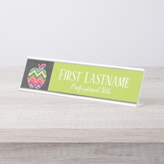 Apple für benutzerdefinierte Lehrer mit trendy Zic Schreibtischnamensplakette (Vorderseite )