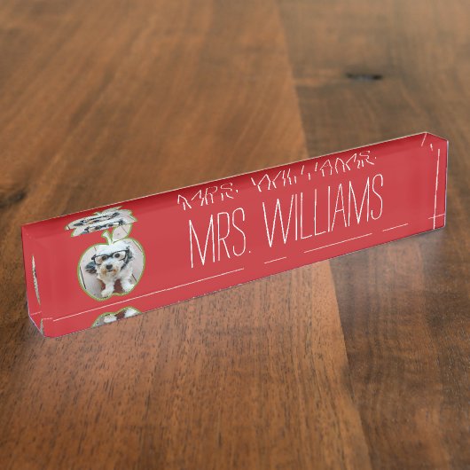 Apple für benutzerdefinierte Lehrer mit vertikalem Namensplakette (Seite)