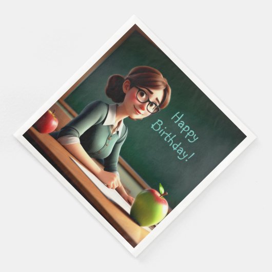Apple für Lehrer Geburtstag Serviette (Ecke)