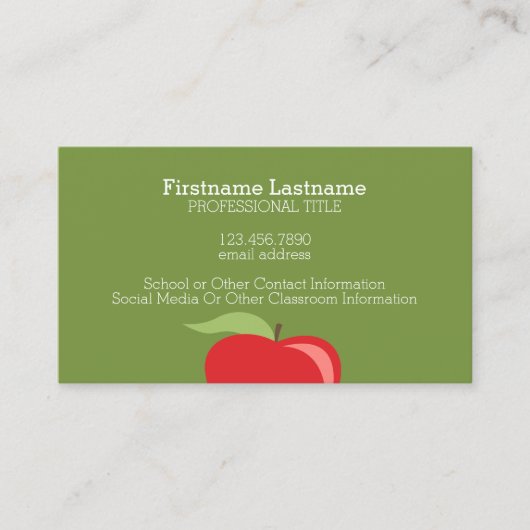 Apple für maßgeschneiderte Lehrer mit modernem App Visitenkarte (Vorderseite)