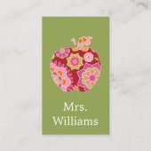 Apple für maßgeschneiderte Lehrer mit trendy flora Visitenkarte (Vorderseite)