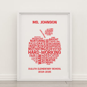 Apple für Red Teacher Appreciative Typografy Poster