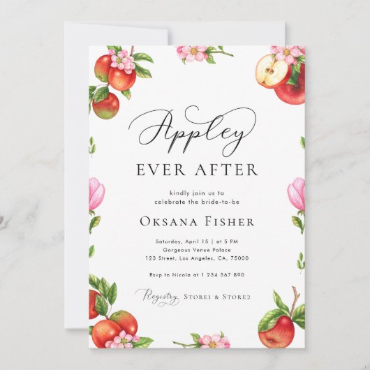 Apple Garden Appley immer nach dem Brautparty Einladung (Vorderseite)