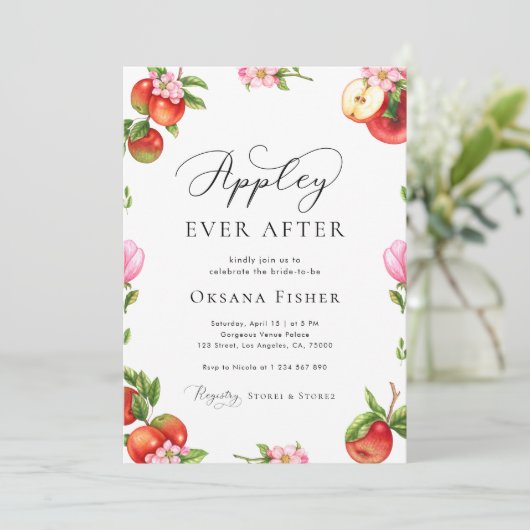 Apple Garden Appley immer nach dem Brautparty Einladung (Stehend Vorderseite)