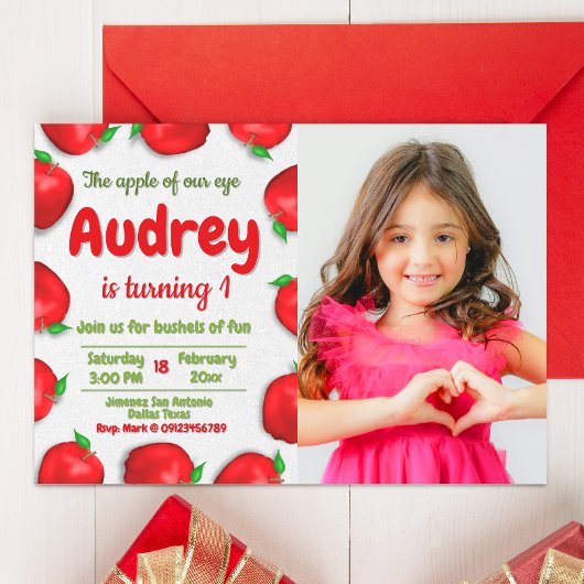 Apple Geburtstag mit Foto Einladung