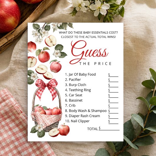 Apple & Gingham Baby Shower Raten Sie das Preisspi Flyer