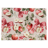 Apple & Gingham Bow Baby Showbeutel Große Geschenktüte (Rückseite)