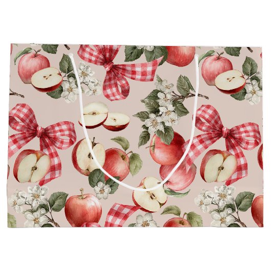 Apple & Gingham Bow Baby Showbeutel Große Geschenktüte (Rückseite)