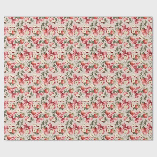 Apple & Gingham Bow Baby Showpapier Geschenkpapier (Flach)