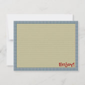 Apple-Gingham-Rezept-Karte Einladung (Rückseite)