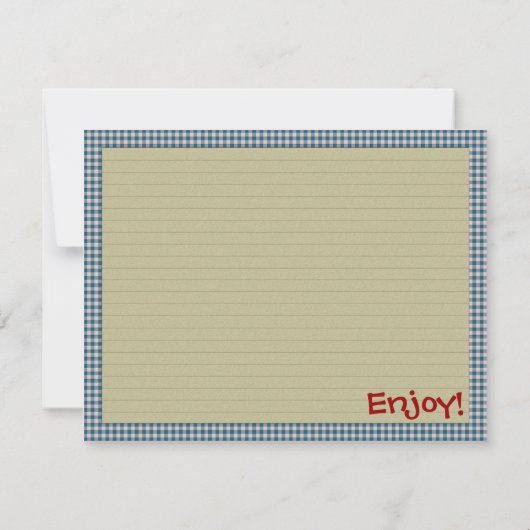 Apple-Gingham-Rezept-Karte Einladung (Rückseite)