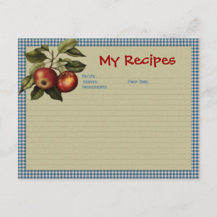 Apple-Gingham-Rezept-Karte Einladung